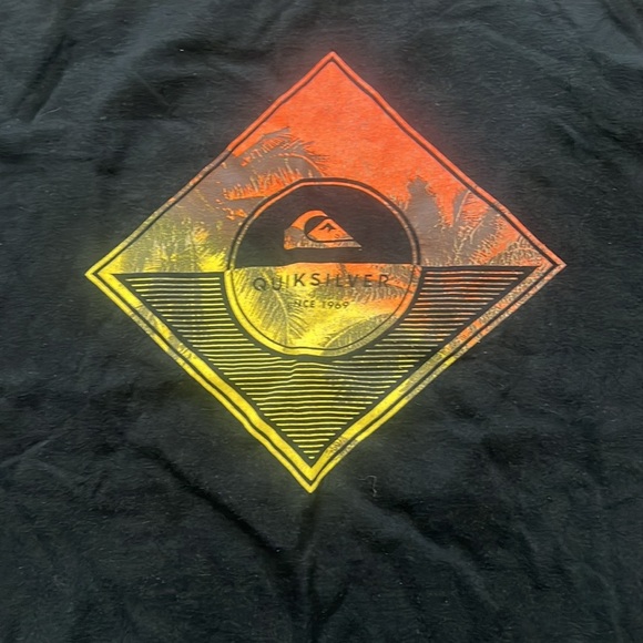 Quiksilver Black and Orange Short Sleeve Tee Medium - Picture 2 of 5